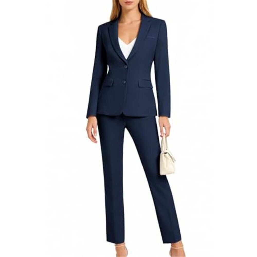 Slim Fit 2 Piece Blazer Suit for Women Business Work - Picture 3 of 7
